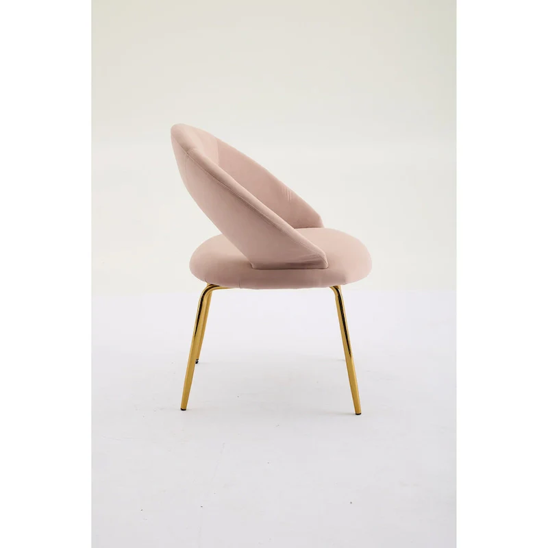 Velvet Dining Chair with Curved Backrest - Gold Legs - Single Seat