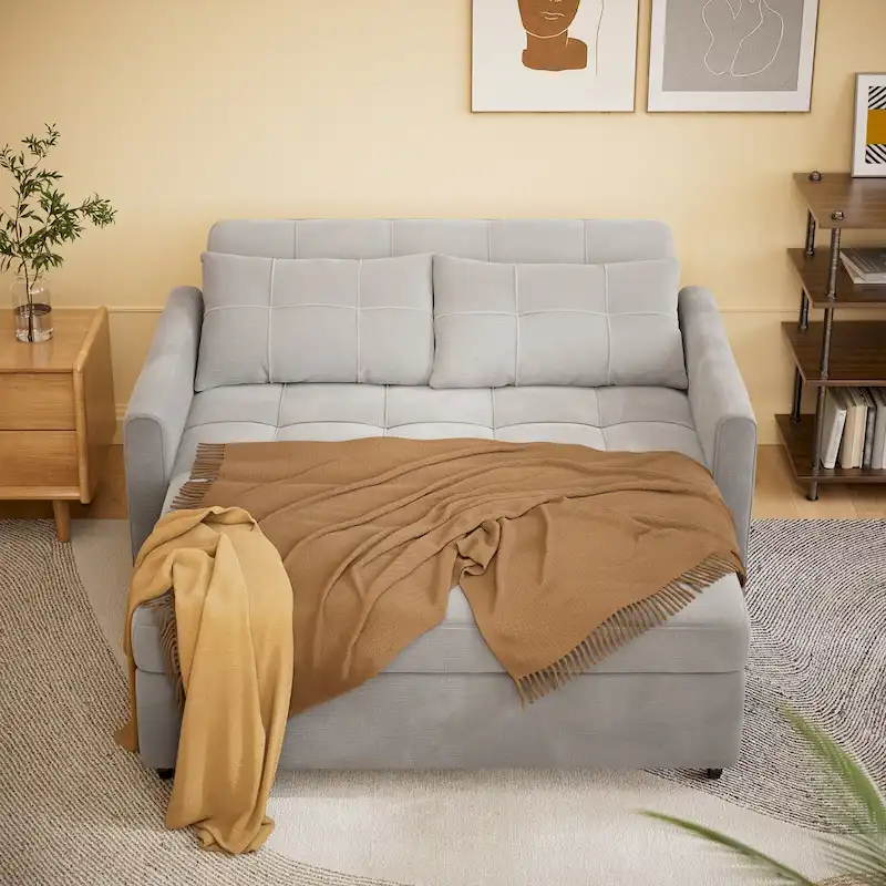 Convertible Sleeper Loveseat with Pull-Out Bed and Adjustable Backrest