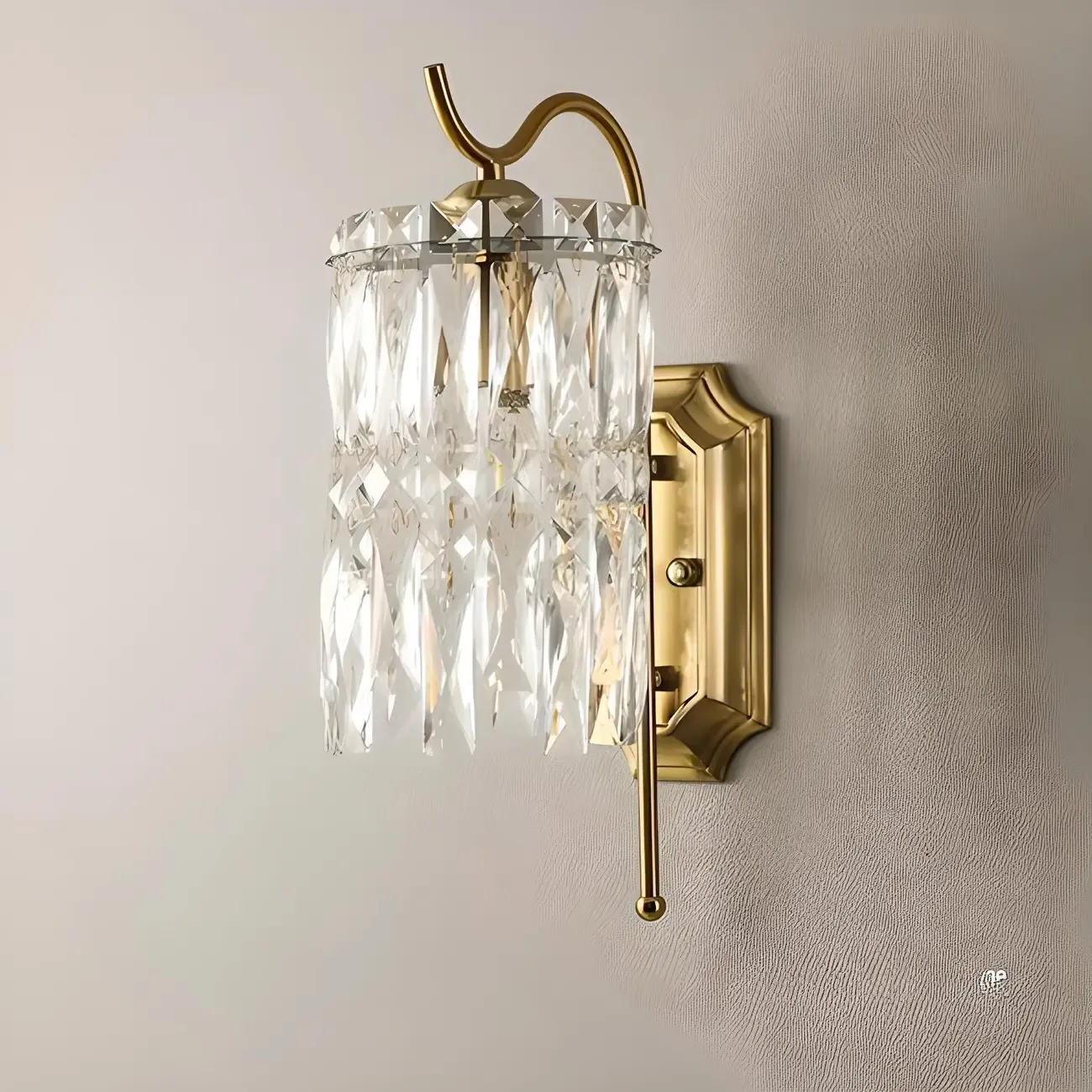 Luxury Golden Gooseneck Cylinder Crystal Wall Sconce