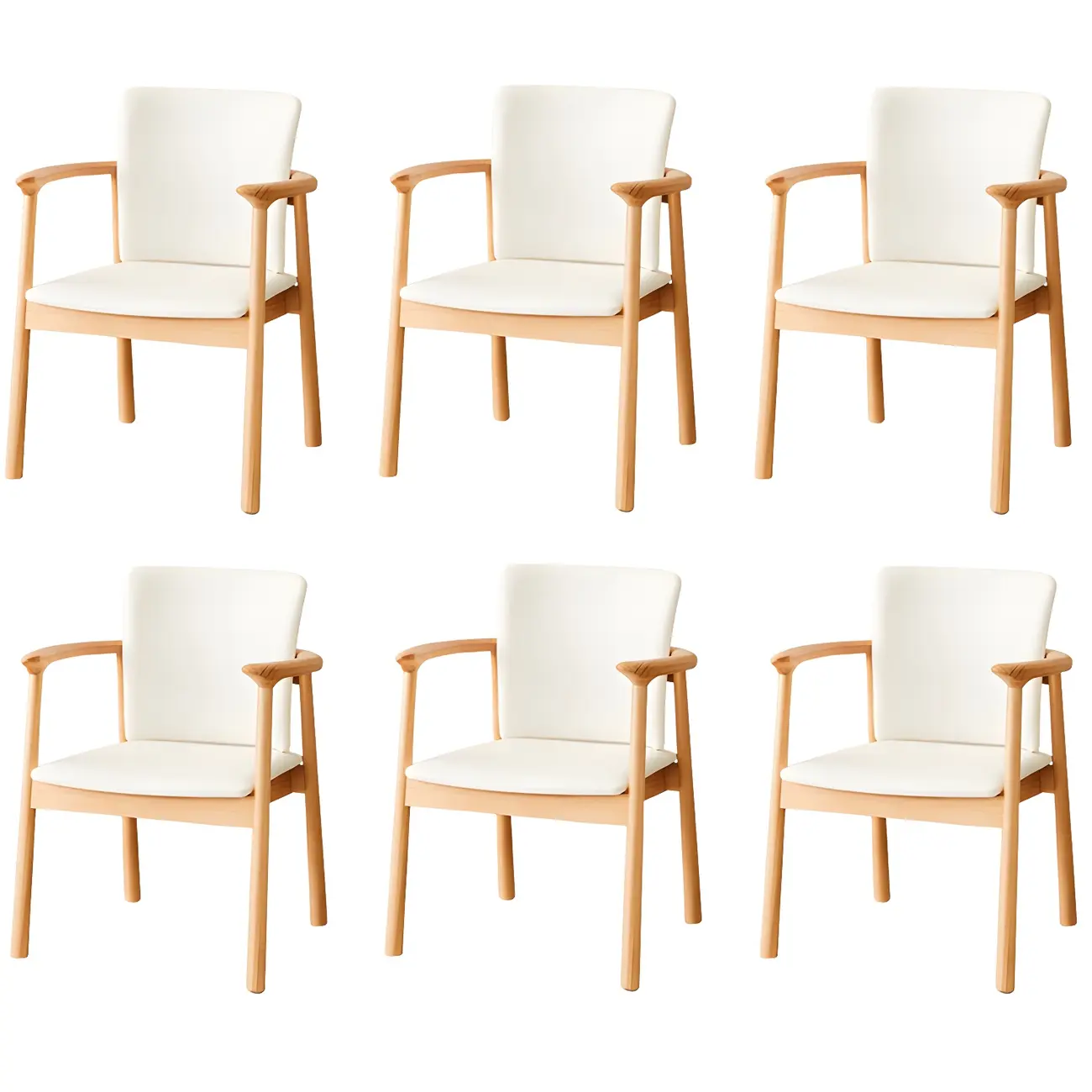 Modern Upholstered Rubberwood Arm Dining Chair Set of 2