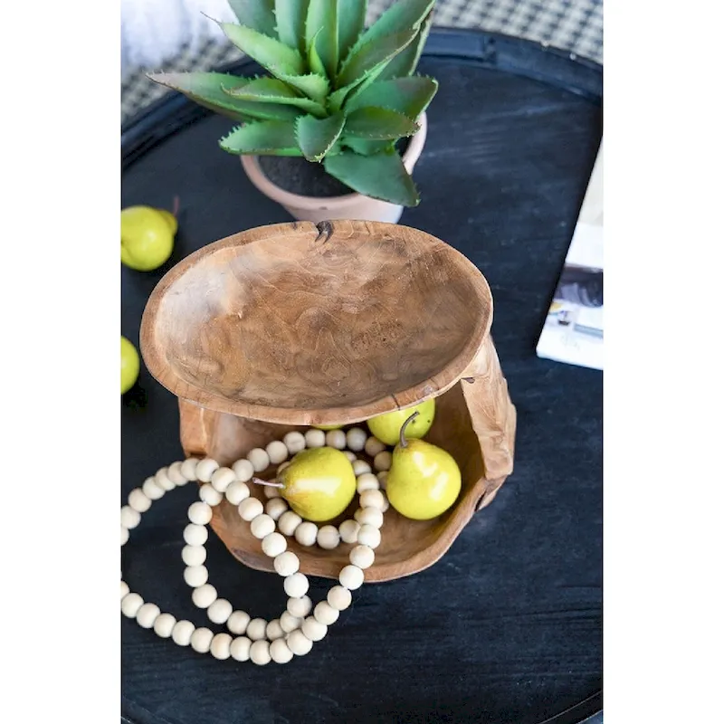 A&B Home 2-Tiered Teak Tray