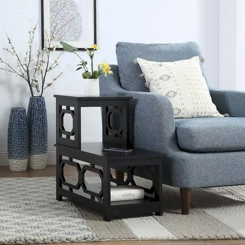 2-Tier L-Shaped Chairside End Table