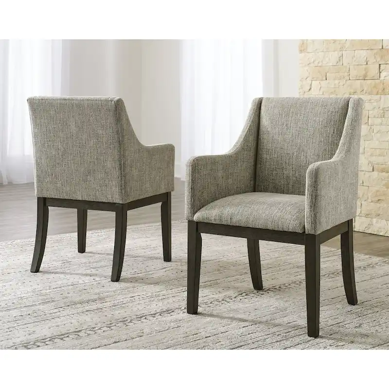 Burkhaus Dark Brown Dining Upholstered Arm Chair, Set of 2 - 21 W x 24 D x 36 H