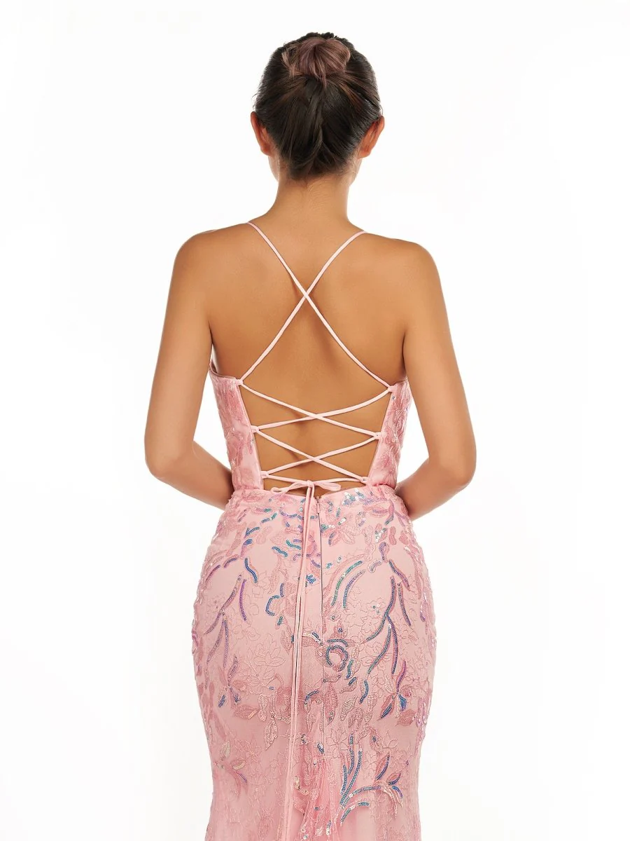 Mermaid Scoop Lace Long Prom Dress