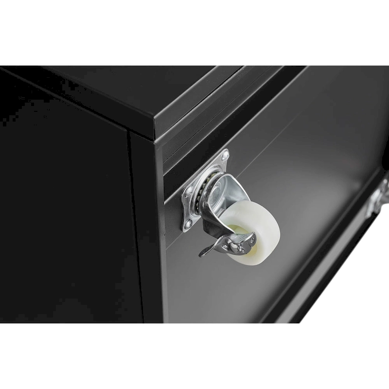 Black cabinet with 2 door and a sturdy steel printer stand