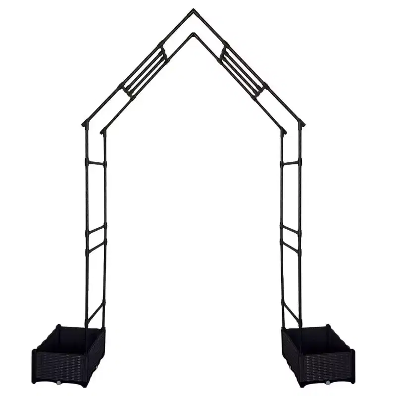 GustoWave Garden Arbor Trellis with 2 Planter Boxes for Climbing Plants, Black
