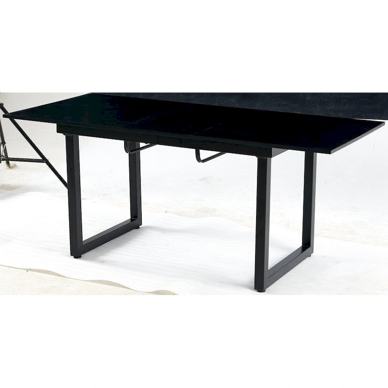 Square Extendable Dining Table with metal leg,Modern Space Saving Kitchen Table( 70.86 W x 31.5 D x 29.5 H)