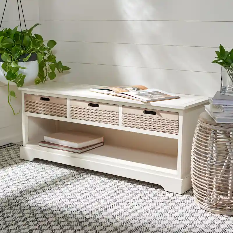 3-Drawer Bottom Shelf Storage Bench - 47.3W x 15D x 19H