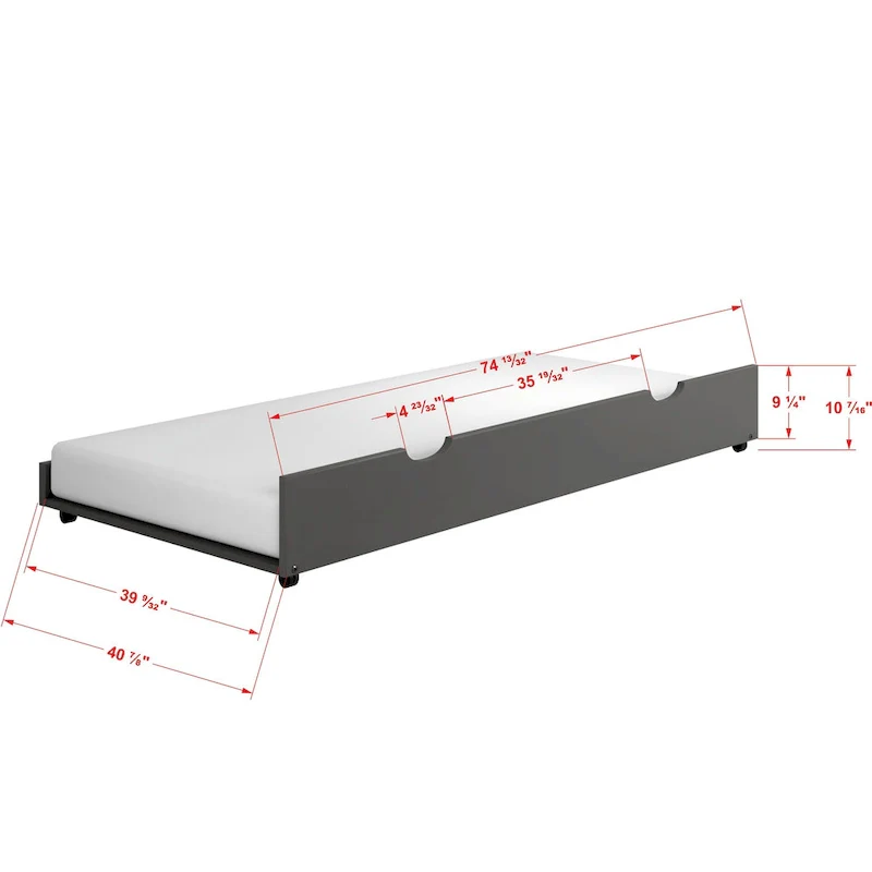 Full Contempo Bed in Dark Grey with Twin Trundle