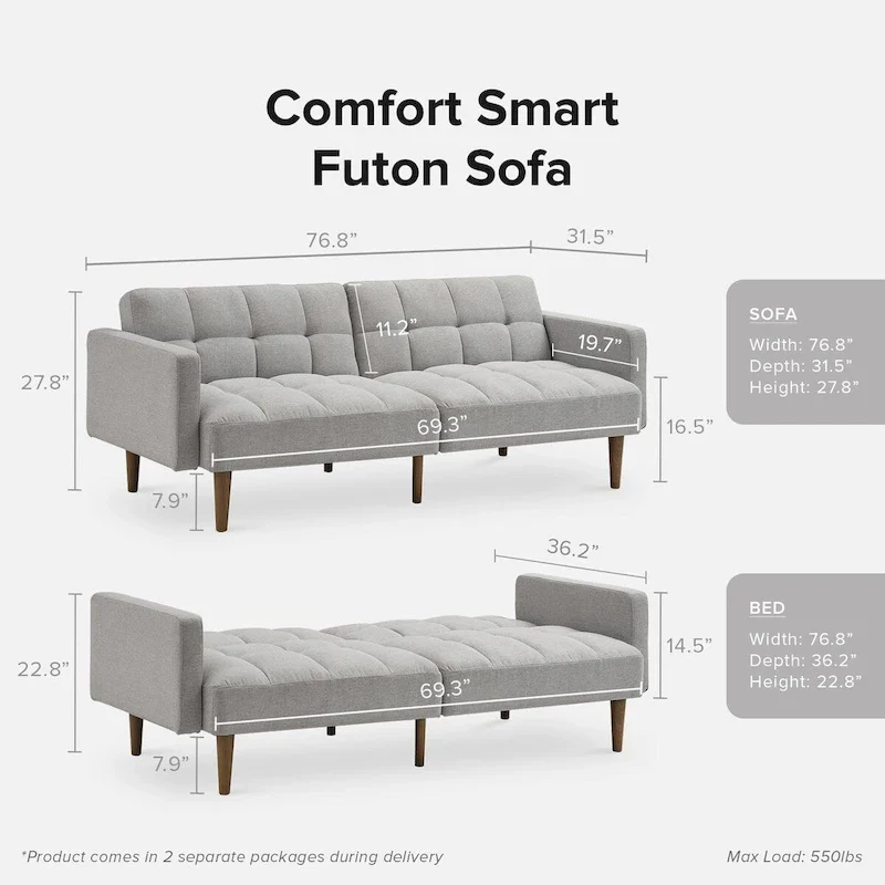 Mopio Aaron Futon Convertible Sofa Sleeper Futon