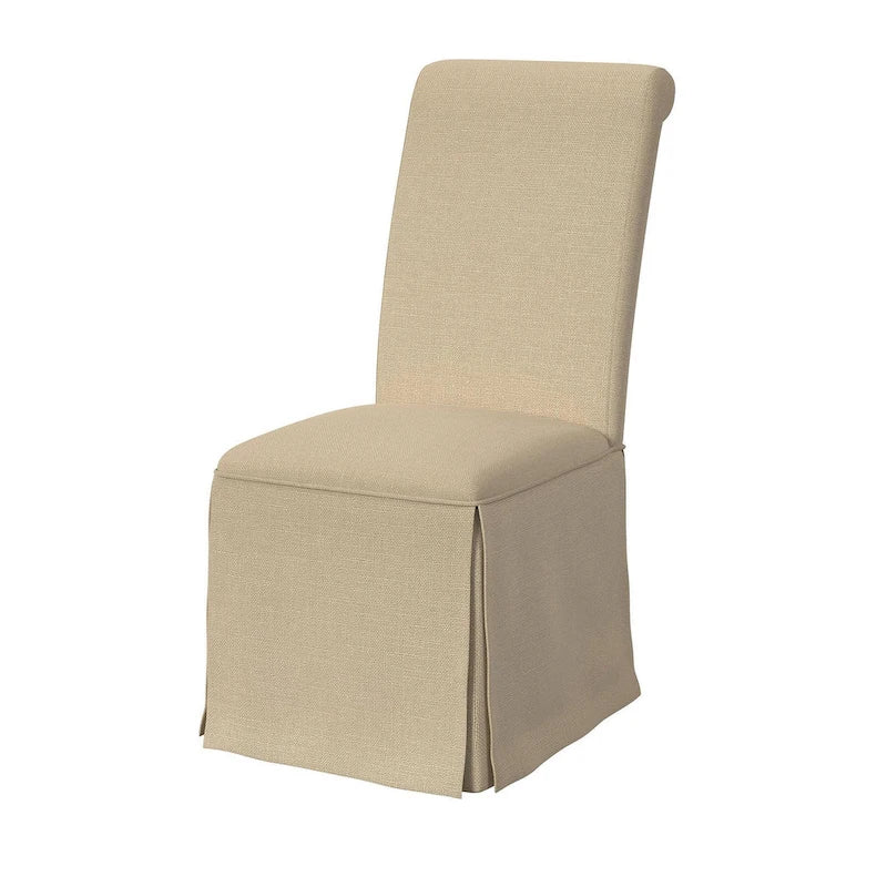 Dining Chairs Set of 2 - Tall Rolled Back, Skirted Base, Beige