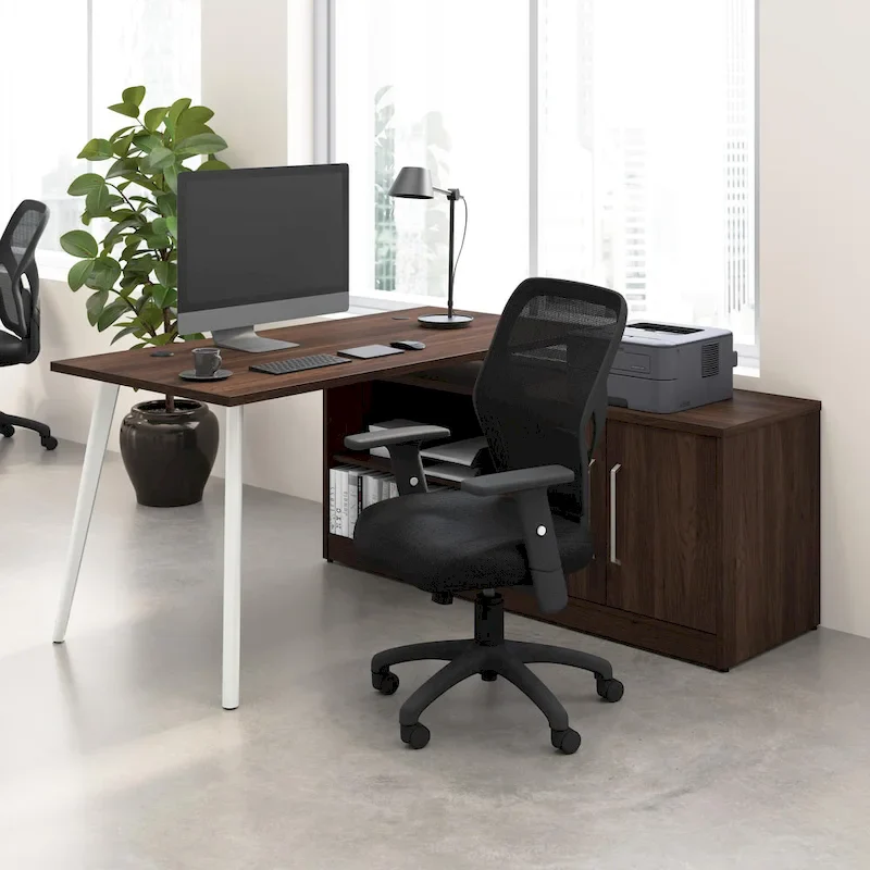 Bush Business Furniture Vista 60W L Shaped Desk with Storage Cabinet