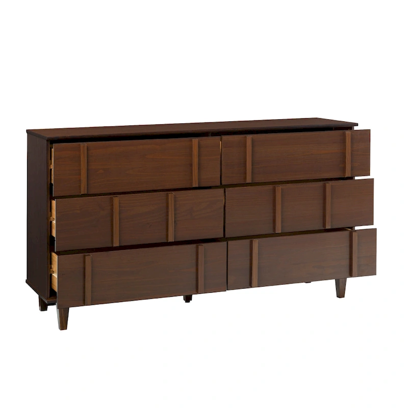 Middlebrook Mid-Century Modern Detailed Solid Wood Dresser
