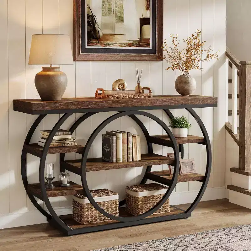 Lantine 47 Console Tables, 5-Tier Industrial Entryway Table, Narrow Sofa Table Behind Couch for Living Room, Hallway, Foyer