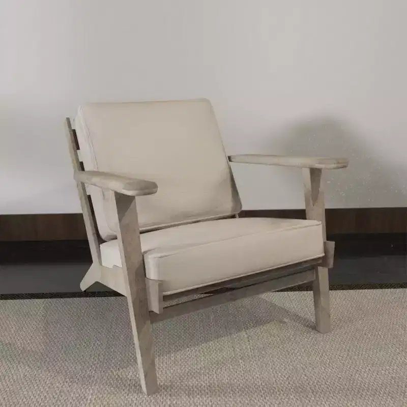 Royal Hampton Handcrafted Mango Wood Accent Chair with Cushioned Seat and Angled Legs