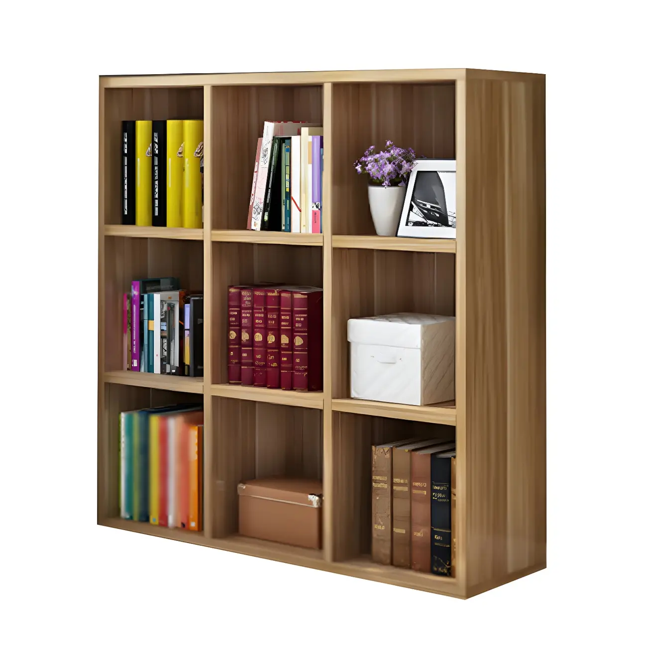 Scandinavian 3-Tier Black Cube Wood Bookcase