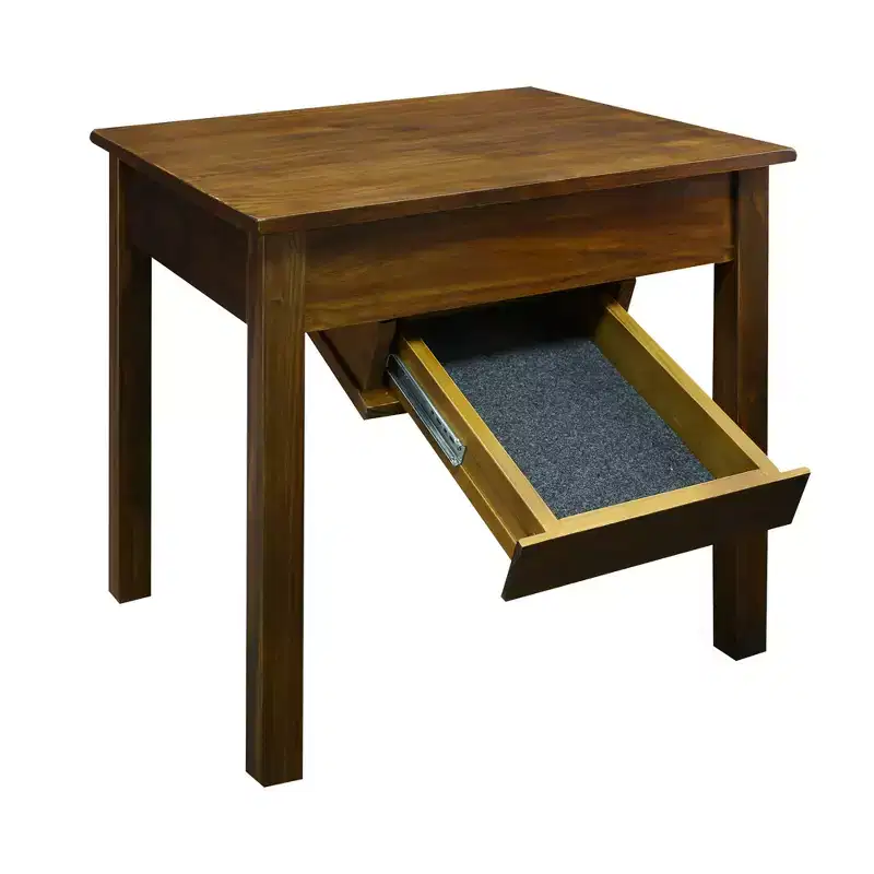 Kennedy End Table with Concealed Drawer Warm Brown - Flora Home: Hardwood Frame, Pine Top, Living Room Storage