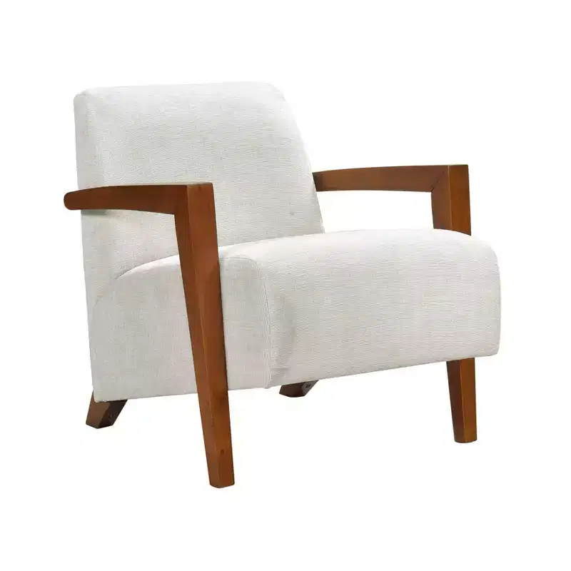GDFStudio Nolan Mid-Century Modern Wood Chenille Upholstered Accent Chair