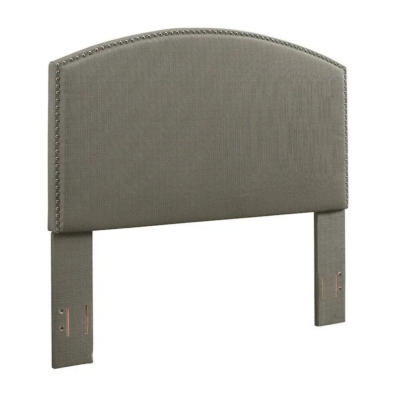 Shale Curved Upholstered Queen Headboard with Nailhead Trim, 1-Person