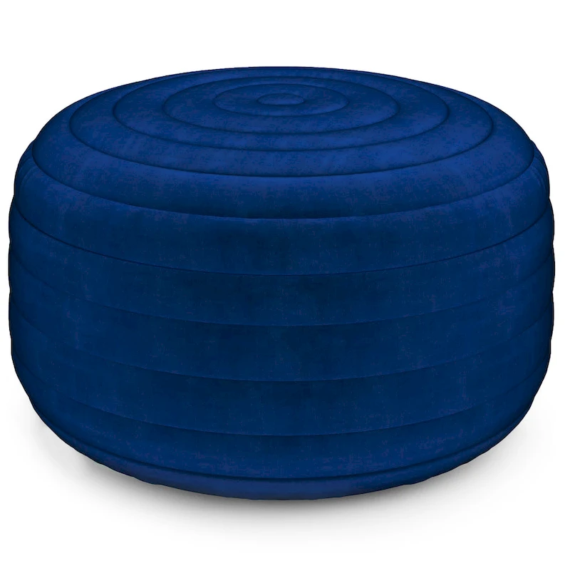 WYNDENHALL Anna Boho Round Pouf in Velvet Fabric