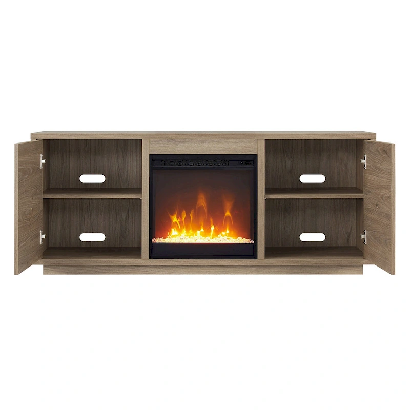 Juniper 58 TV Stand with Crystal Fireplace Insert