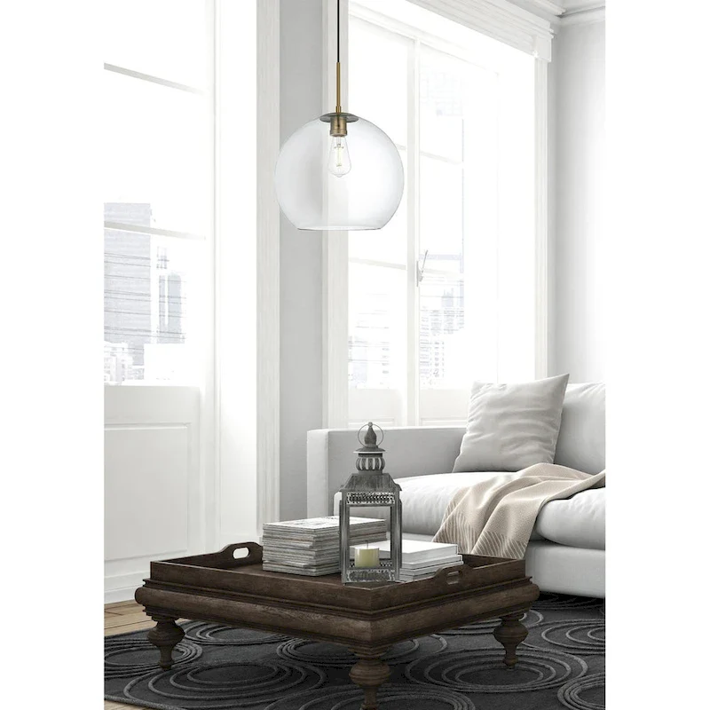 Elegant Lighting Baxter Single Light 14  Wide Pendant with Clear Glass