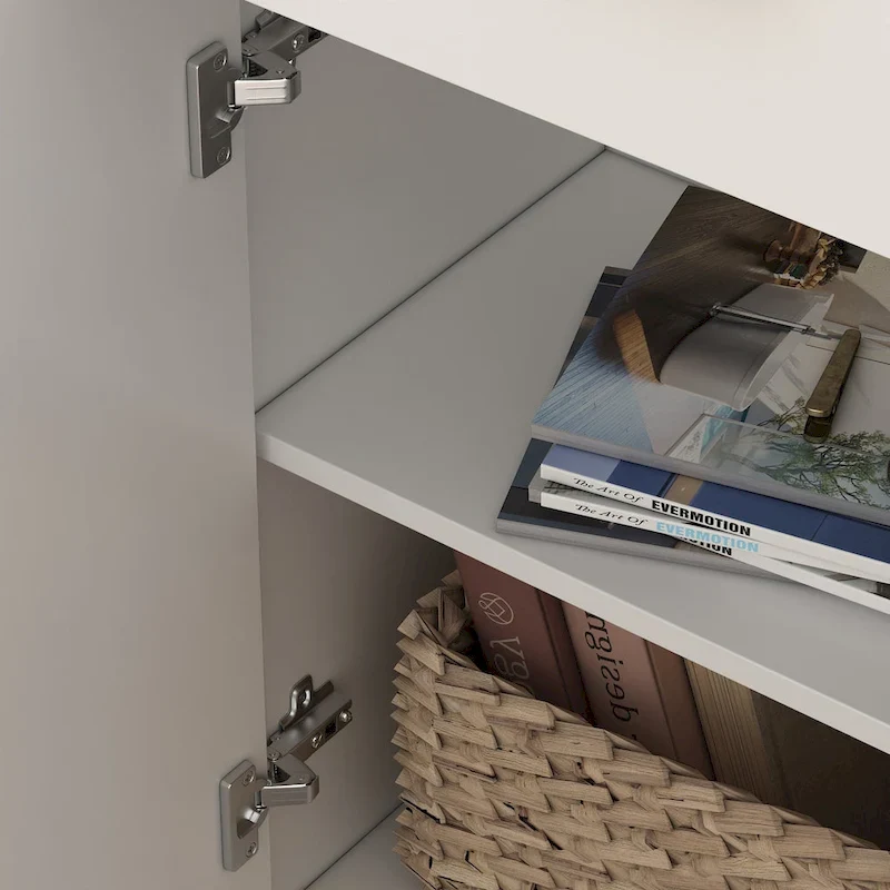 White Tall Storage Cabinet with Drawer - Multi-User