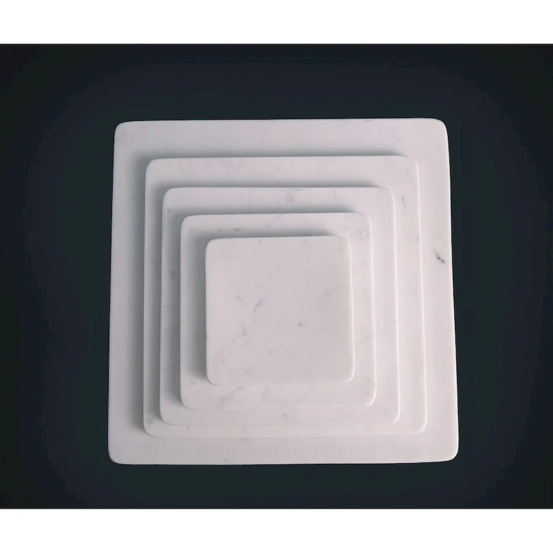 Med. Square Marble Platter 10  x 10  - White