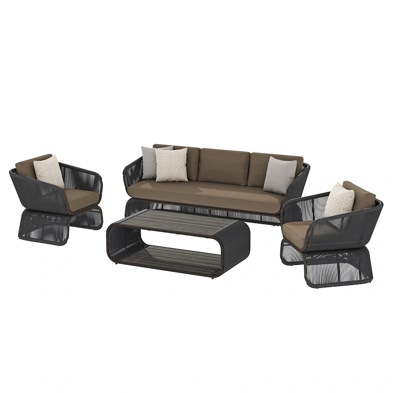 Corvus Ida 4-piece Wicker Outdoor Conversation Sofa Set with Sunbrella Fabric