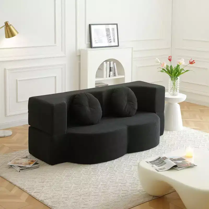 Okak Modern Modular Folding Loveseat Sleeper Sofa with Pillows,Deep Seat Futon Couch for Living Room,Apartment,Guestroom