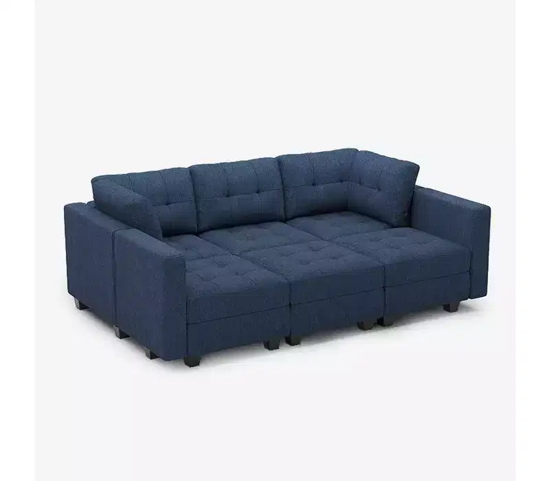 Belffin Modular Weave Sleeper Sofa with Storage Seat (6 Seats + 7 Sides)