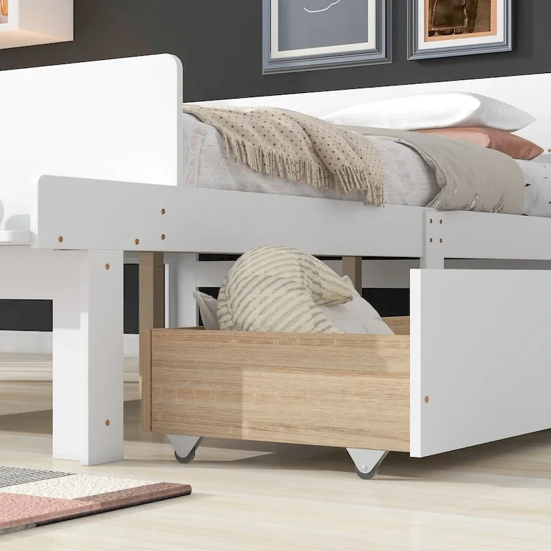 Full Bed with Footboard Bench,2 drawers