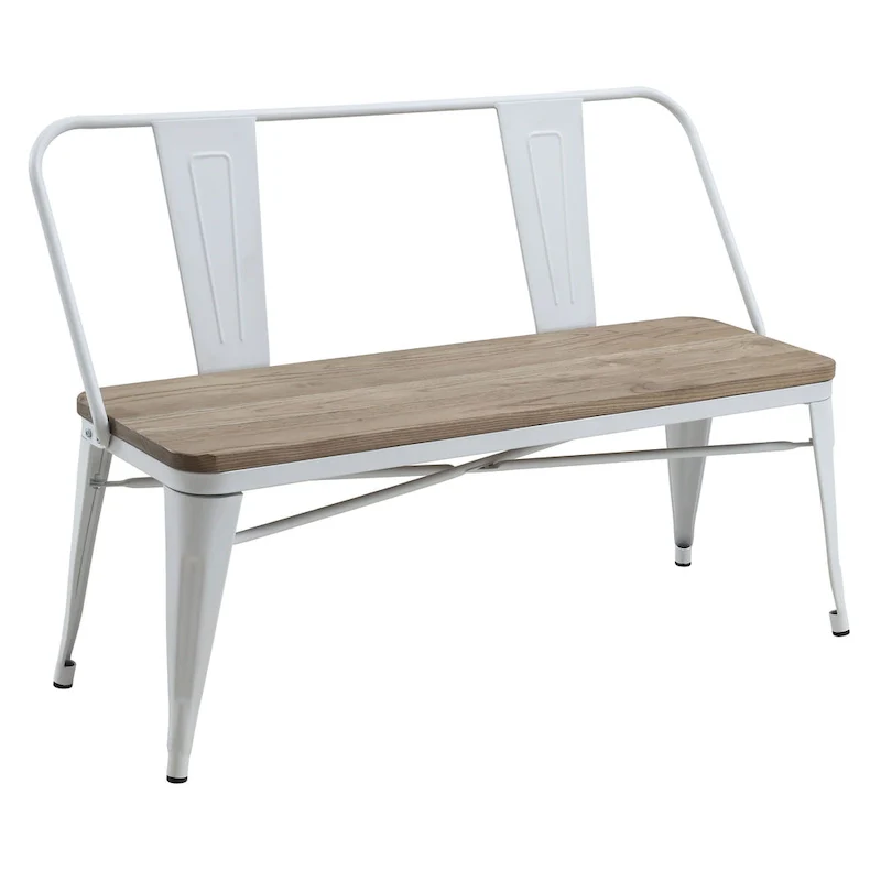 Industrial Metal 47-Inch Backed Dining Bench