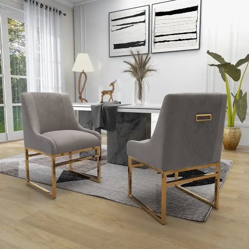 SEYNAR Contempoary Velvet Dining Chair with Metal Frame Legs, set of 4