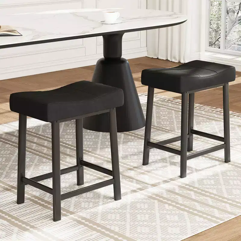2PCS Saddle Bar Stools with Thickened Cushion for Dinning Room, Kitchen Island, Home Bar