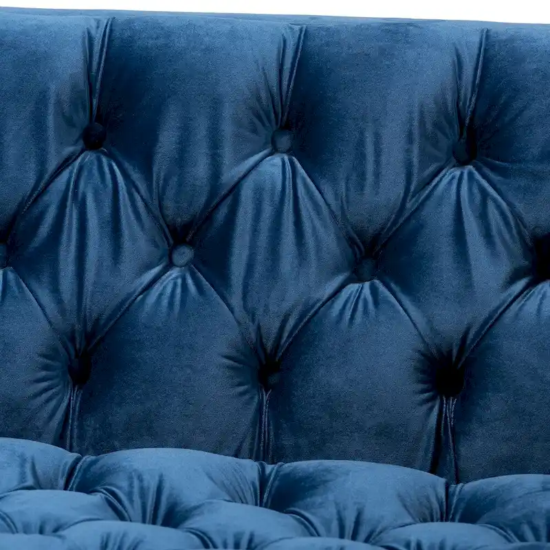 Glam Velvet and Gold Finished 2-Piece Sofa and Lounge Chair Set