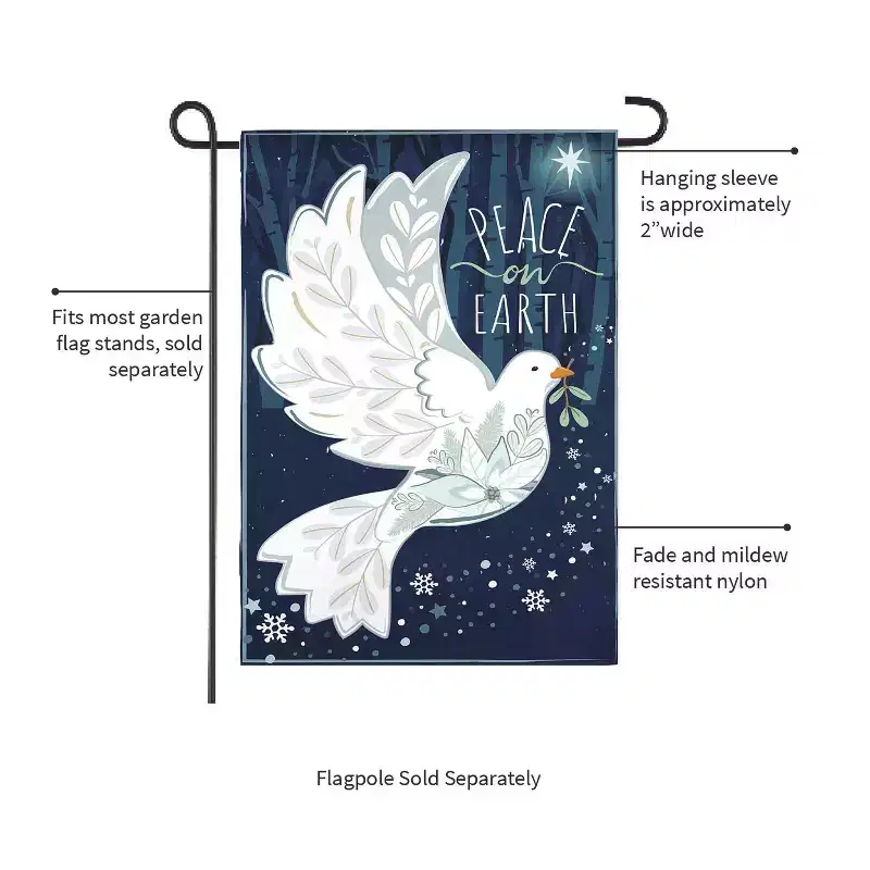 Evergreen Flag Peace on Earth Dove Welcome Garden Flags 12x18 Double Sided, Outside, Christmas Garden Flag