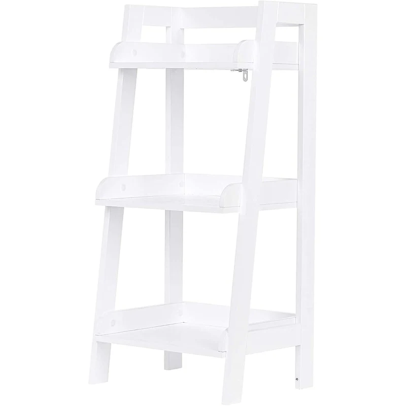 UTEX 3-Tier Ladder Shelf, Bathroom Shelf Freestanding, 3-Shelf Spacesaver Open Wood Shelving Unit, Ladder Shelf (White)