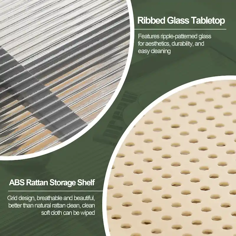 Bamboo Glass Top Side Table Accent End Table with Magazine Rack