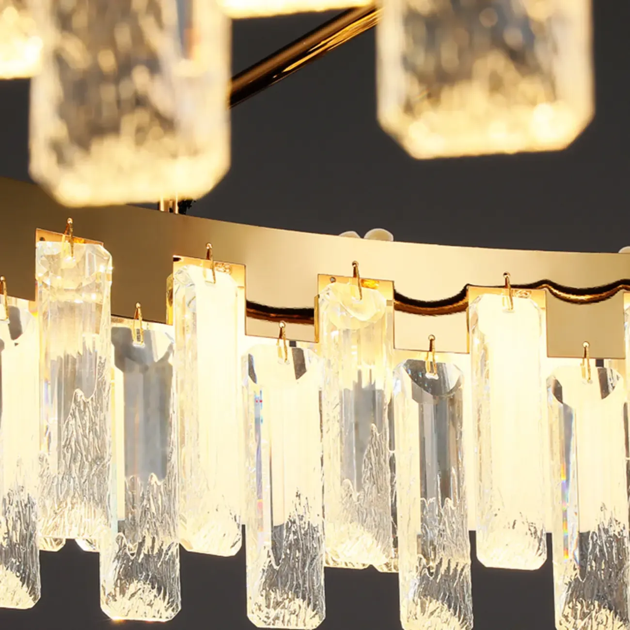 Modern Round Gold Crystal Drum Dimmable LED Chandelier