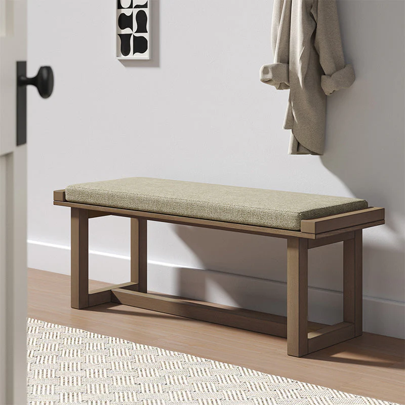 Solid Rubberwood Dining Bench with Padded Seat & Clean-Line Design | Natural | Single