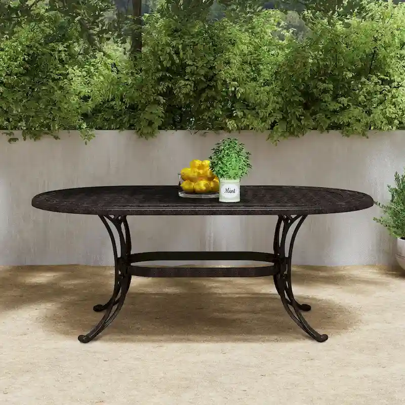 Sanibel 72 Oval Cast Aluminum Outdoor Dining Table by Homestyles