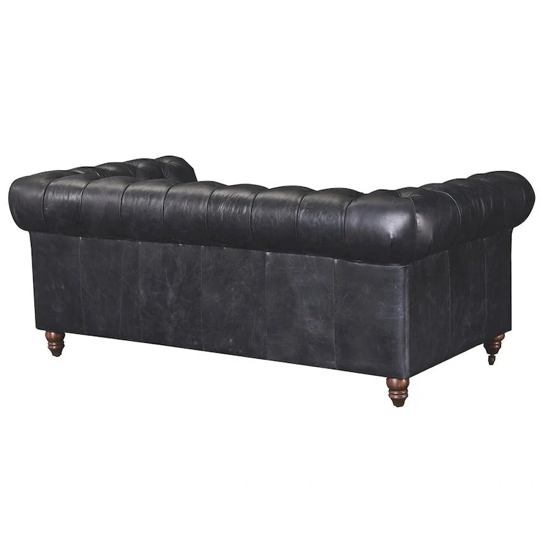 Century Chesterfield Love Seat - Light Chestnut Leather