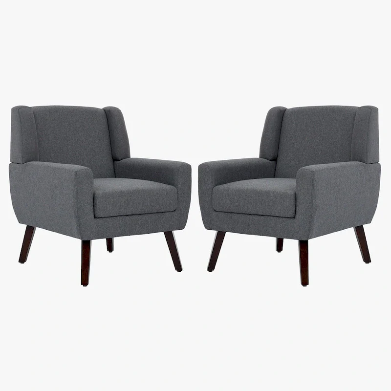 Wingback Accent Chair Set of 2 - Polyester Upholstered