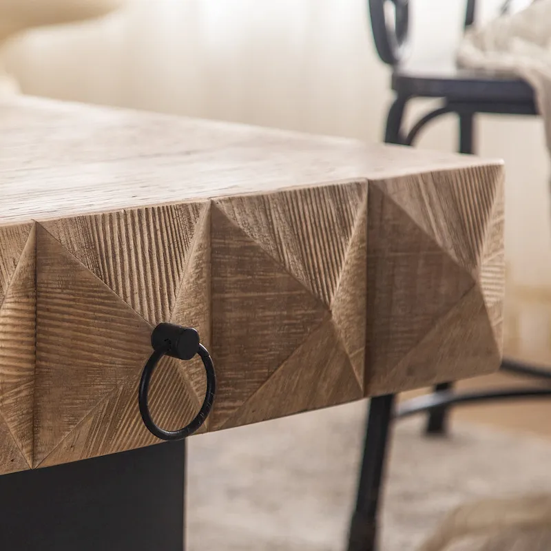 Three-dimensional Embossed Pattern Square Retro Coffee Table