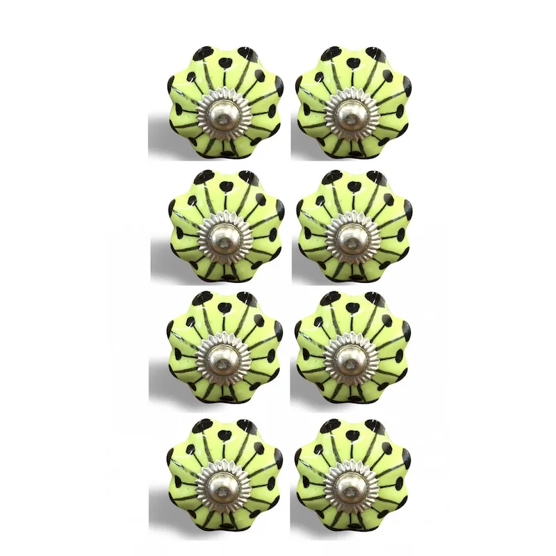 1.5  X 1.5  X 1.5  Lemon Black And Silver Knobs 8 Pack