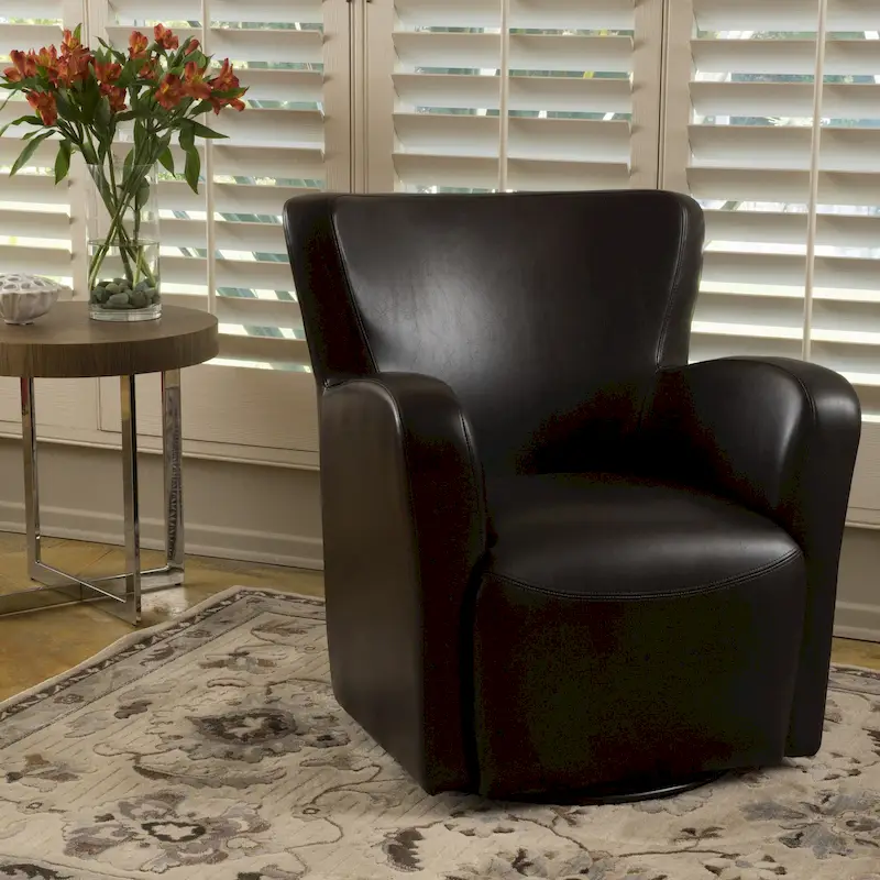 Angelo Bonded Leather Wingback Swivel Club Chair by Christopher Knight Home