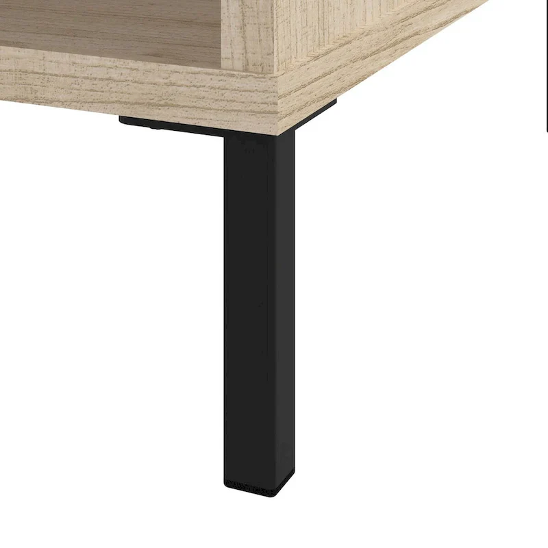 Gray Modern End Table with Drawer and Shelf