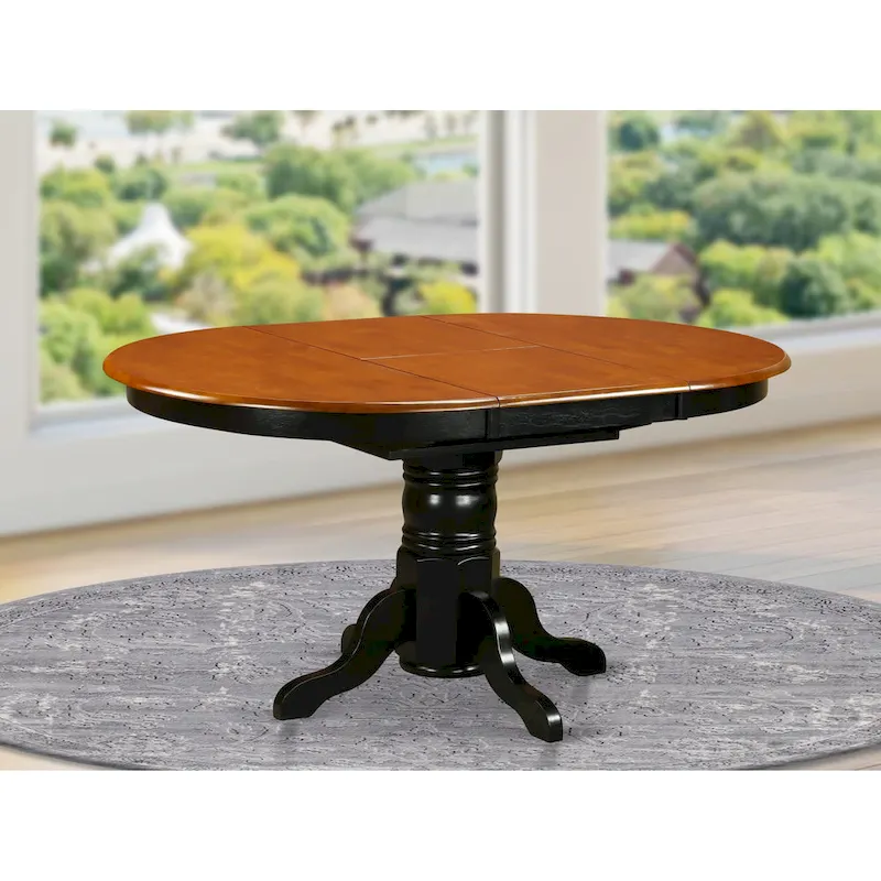 East West Furniture Kenley Modern Kitchen Table - an Oval Dining Table Top with Butterfly Leaf & Pedestal Base, (Finish Options)