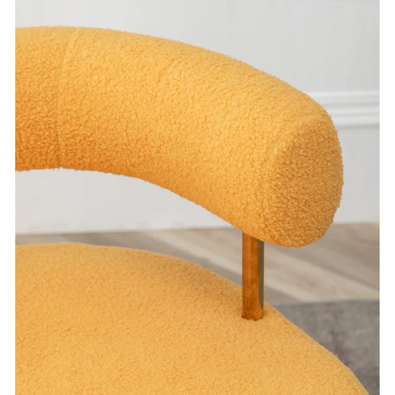 Modern Glam Upholstered Comfy Open-Back Accent Vanity Chair with Golden Legs